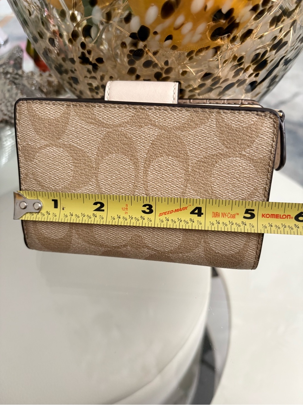 COACH Beige/Taupe Signature Small Wallet with Logo Tab - Picture 5 of 5